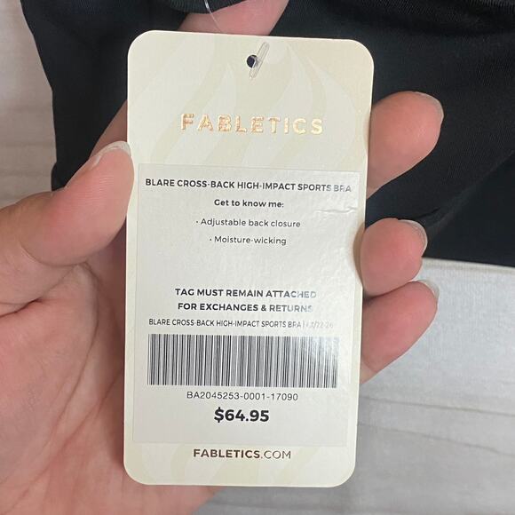 Fabletics Black Blare Cross Back Medium Impact Sports Bra Size 4X - Picture 6 of 6